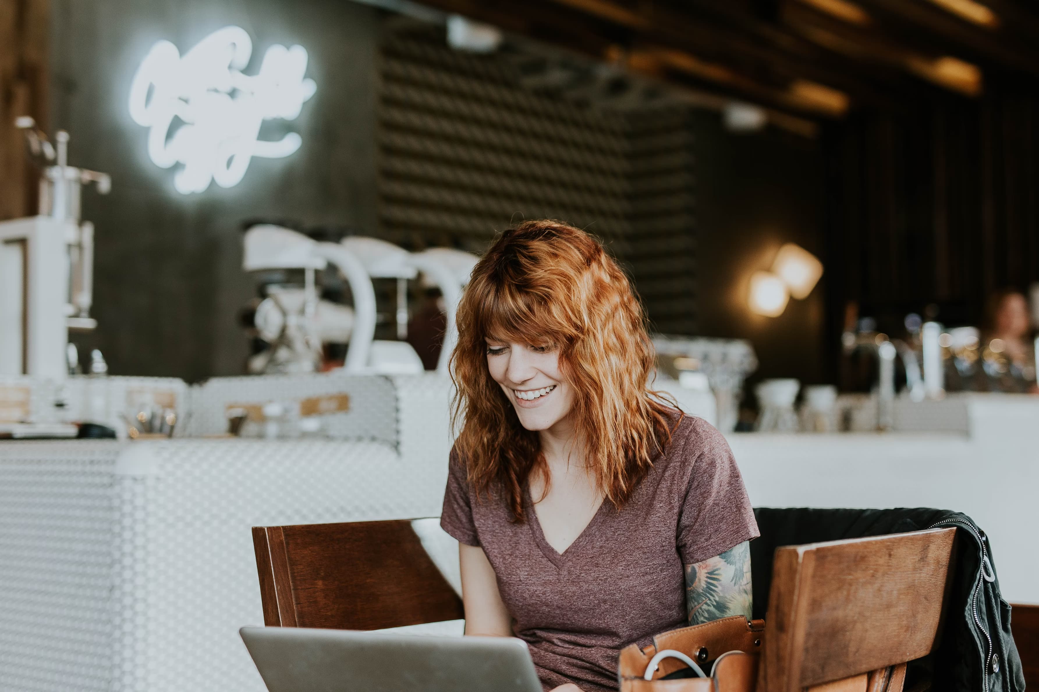 Woman working on laptop